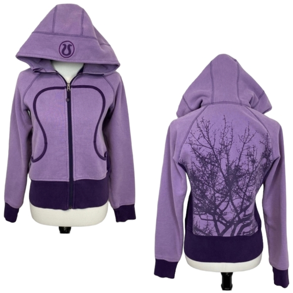 lululemon athletica Tops - Lululemon vintage remix scuba hoodie tree silhouette two-tone purple